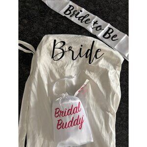 Bride Robe & Sash Set With Bridal Buddy Gown Helper Wedding Bachelorette Shower